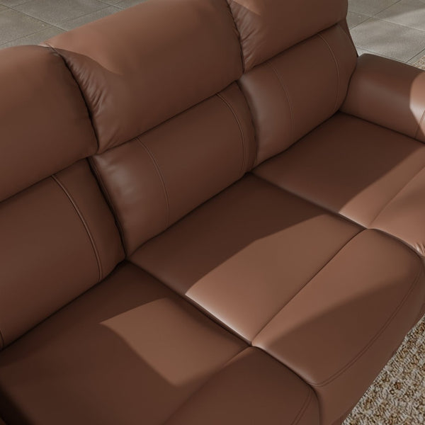 English Elm Oslo Genuine Leather Power Reclining Sofa with Usb Charging for Modern Living Rooms Pecan B339P411604