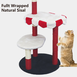 English Elm Cat Tree Four Level Circus Sisal Climbing Tower Plush Perch for Playful Kittens W243P451496