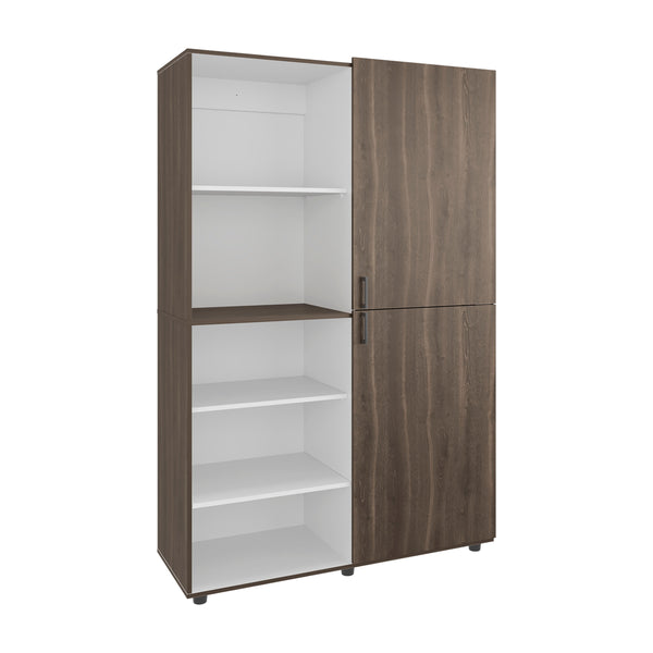 English Elm Wardrobe Spacious 72.4" H Two-Door Engineered Wood Closet with Five Shelves, Six Legs, Modern Appeal Gray 52.76 L x 22.83 W x 5.51 H B097S00205