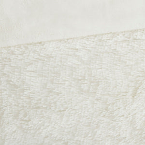 JLA Home Intelligent Design - Shaggy Faux Fur Duvet Cover Set with Plush Reverse, Hidden Zipper & Corner Ties for Cozy Luxury Ivory ID12-1923