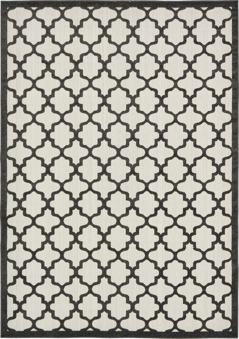 Unique Loom Outdoor Trellis Tulsa Machine Made Geometric Rug Black, Ivory 7' 1" x 10' 0"