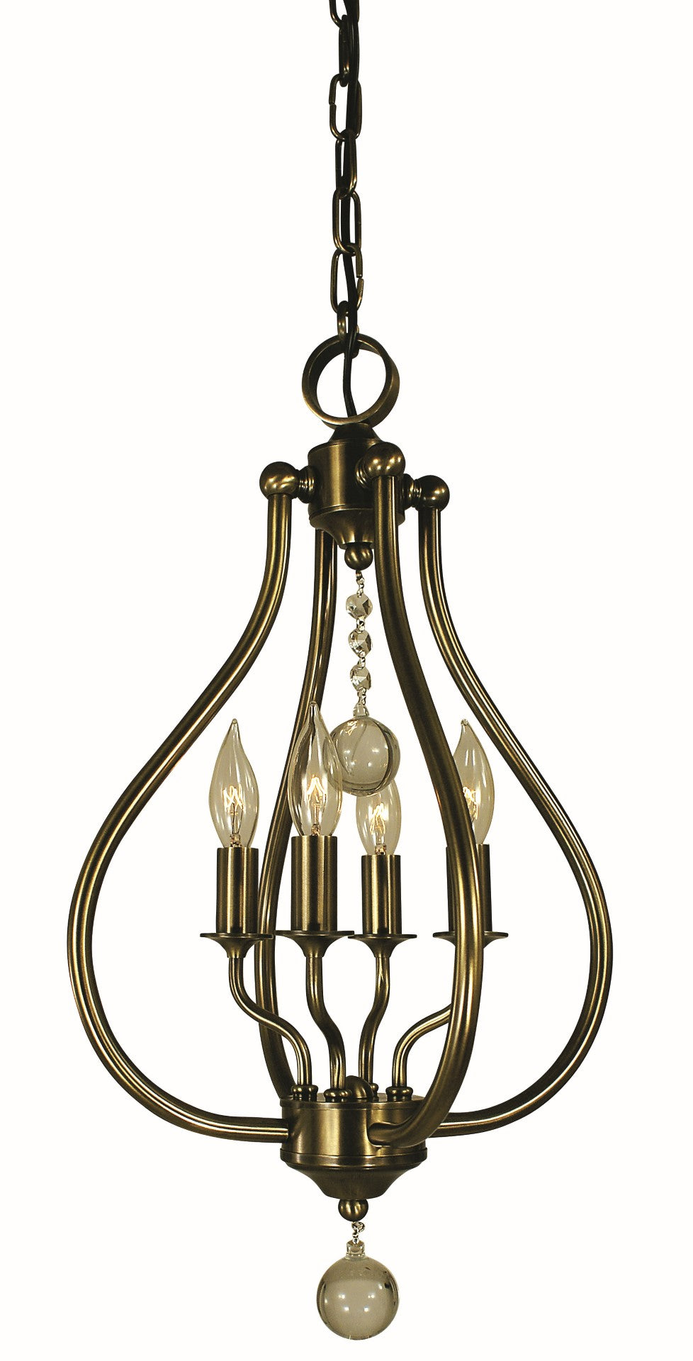 Framburg 4-light Dewdrop Pendant - Elegant Crystal-trimmed Lighting Fixture For Any Casual Or Formal Space Antique Brass Metal 4444 Ab