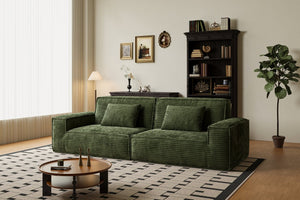 English Elm 106.3 Inch Large Striped Fabric Compression Sofa - Modern Green Comfort For Living Room & Bedroom W3147S00020