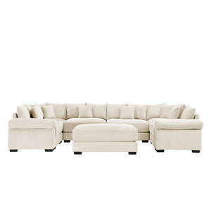 English Elm Oversized Modular Sectional Couch - Cloud-Like Comfort With Extra Wide Armrests & Movable Ottoman! W714S01316-GIGA