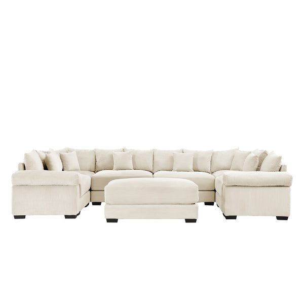 English Elm Oversized Modular Sectional Couch - Cloud-Like Comfort With Extra Wide Armrests & Movable Ottoman! W714S01316-GIGA