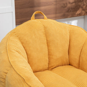 English Elm Giant Corduroy Bean Bag with Armrests Shredded Foam Lounge Chair for Living Room Yellow W2200P442626