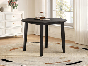 English Elm Extendable Round Dining Table Folding Mdf Top Rubberwood Legs Small Space Apartment Black N752P405933B