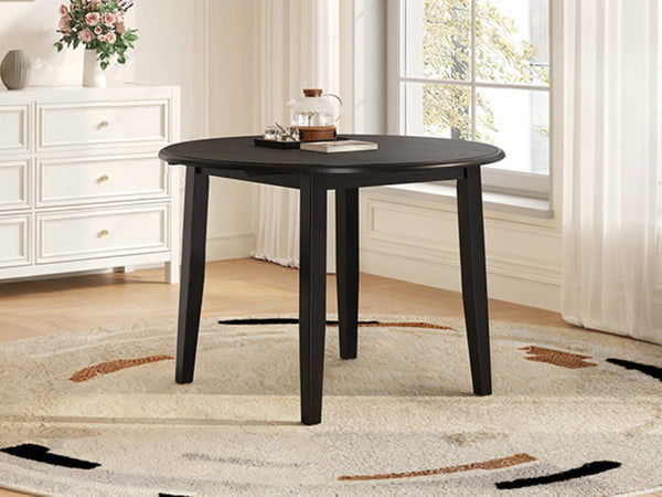 English Elm Extendable Round Dining Table Folding Mdf Top Rubberwood Legs Small Space Apartment Black N752P405933B
