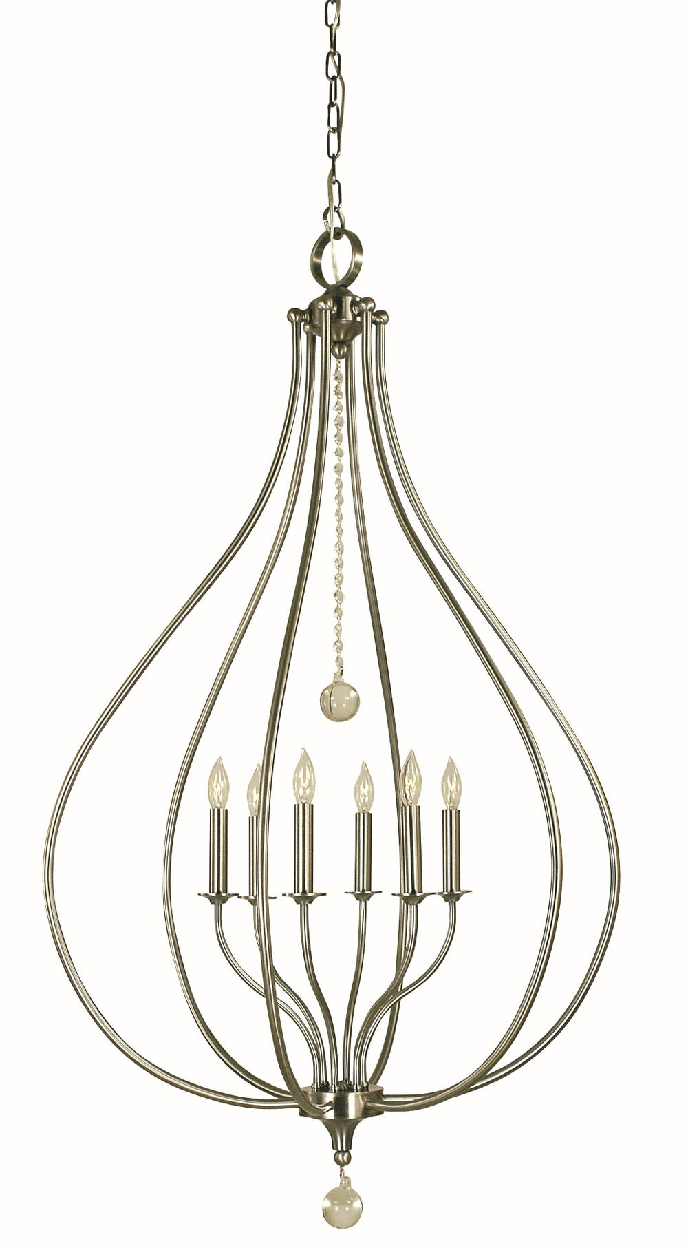 Framburg 6-light Dewdrop Pendant With Crystal Accents – Elegant Lighting For Any Space, Made In The Usa Brushed Nickel Metal 4446 Bn