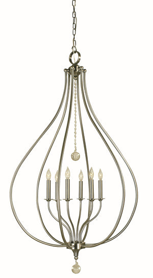 Framburg 6-light Dewdrop Pendant With Crystal Accents – Elegant Lighting For Any Space, Made In The Usa Brushed Nickel Metal 4446 Bn