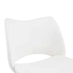 English Elm The Swivel Dining Chair with Hollow Cutout Back Faux Leather Hardwood Frame Modern White W3612P436511