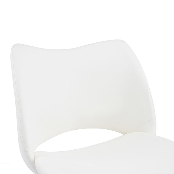 English Elm The Swivel Dining Chair with Hollow Cutout Back Faux Leather Hardwood Frame Modern White W3612P436511