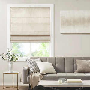 English Elm Printed Faux Silk Room Darkening Cordless Roman Shade with Thermal Foam Backing, OEKO-TEX Certified Elegance Ivory 6.36 L x 11.42 W x 7.48 H B03598304