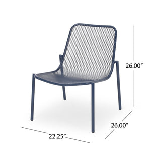English Elm Kincaid Outdoor Iron Mesh Conversation Set Rust Resistant Patio Chairs with Side Table Navy Blue N775P392159N