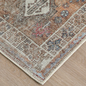 Feizy Rugs Percy Transitional Medallion Rug - Durable Machine Washable Design With Timeless Distressed Charm Ivory,Orange,Brown Polyester,Cotton,Viscose Prc39anftan000e76