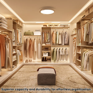 English Elm Closet Organizer: Heavy-Duty Wood Rack With 4 Adjustable Rods & 5 Shelves For 8-Foot Spaces T3623P409169