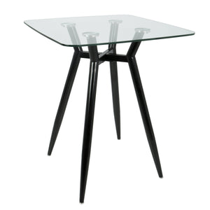 English Elm Clara Mid-Century Modern Square Counter Table With Glass Top & Black Metal Base For Stylish Dining B202P223303