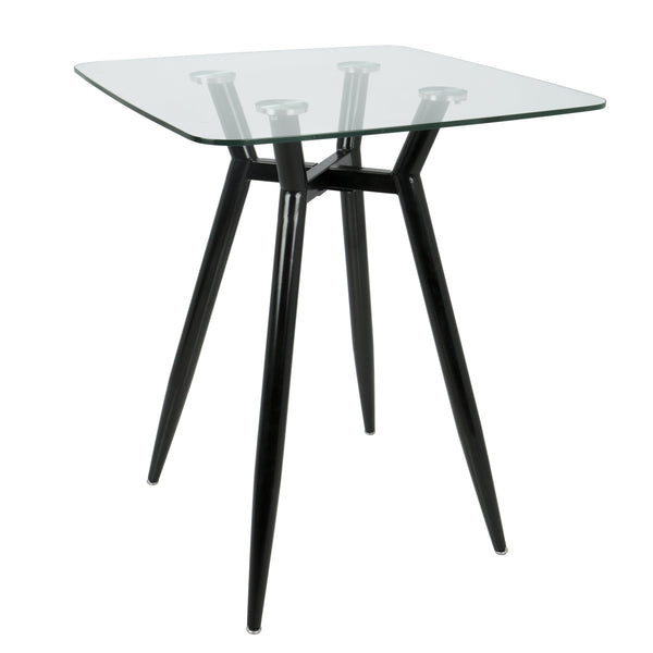 English Elm Clara Mid-Century Modern Square Counter Table With Glass Top & Black Metal Base For Stylish Dining B202P223303