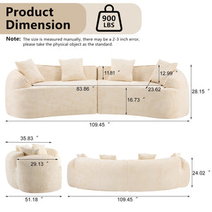 English Elm Beige Curved Compressed Sofa — Nordic Minimalist Foam & Spring Design, Soft Upholstery, Easy Setup W3612S00012