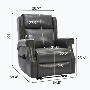 English Elm Emon's Overstuffed Chenille Power Lift Recliner with Massage Heat and Charging Ports Grey W1803S00088