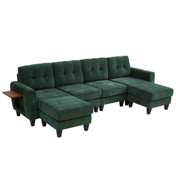English Elm Swivel Barrel Accent Chair Chenille Tufted Round Club Seat for Living Room Lounge Green N719S002250F