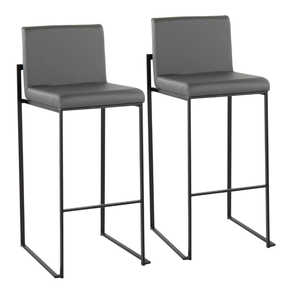 English Elm Contemporary High Back Upholstered Barstool Set with Black Steel Frame for Kitchen B202P222185