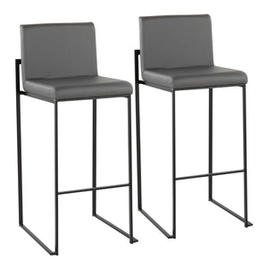English Elm Contemporary High Back Upholstered Barstool Set with Black Steel Frame for Kitchen B202P222185