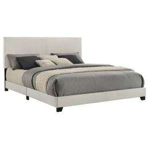 English Elm Efram Cream Fabric Panel Bed Tall Padded Headboard Rubberwood Frame Eastern King B062P441119