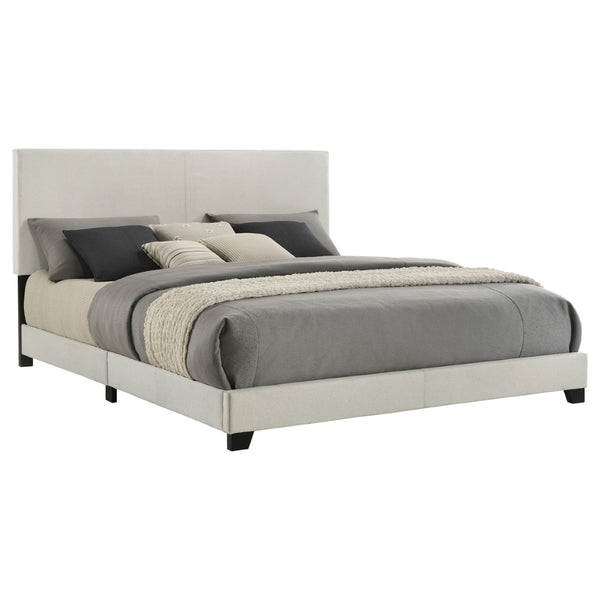 English Elm Efram Cream Fabric Panel Bed Tall Padded Headboard Rubberwood Frame Eastern King B062P441119