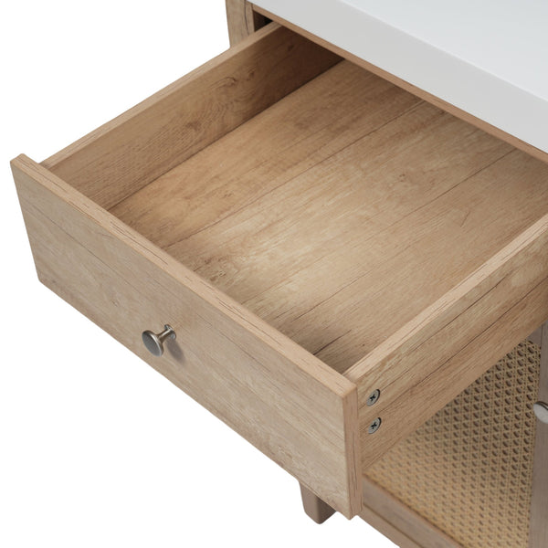 English Elm Christopher Knight Home® - 60" Modern Bathroom Vanity with Durable SMC Sink, Rattan Doors, Soft-Close Drawers, Pine Legs Antique Natural N817P296130N