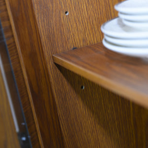 English Elm 48.66" Wide Tempered Glass Door Buffet Sideboard with Adjustable Shelves Dark Finish Dark Oak W2899P372745
