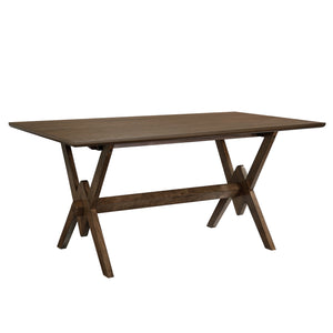 English Elm Christopher Knight Home® - 63" Double V Dining Table with Solid Wood Base, Farmhouse Rustic Grain, Seats 6, Durable Dovetail Craftsmanship Walnut N771P330587T