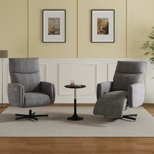English Elm Power Swivel Velvet Recliner with Usb Charging for Living Room or Home Office Grey W3568P431987