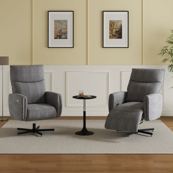 English Elm Power Swivel Velvet Recliner with Usb Charging for Living Room or Home Office Grey W3568P431987