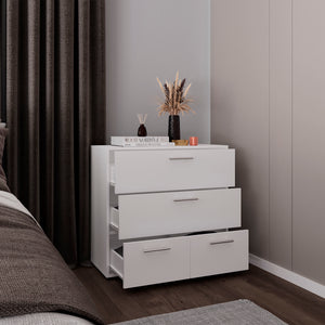 English Elm Alpine Wide Four Drawer Dresser in White Kronos Finish — Slim 31.5" Modern Storage, Smooth Glide B070P337079