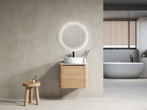 English Elm 24'' Wall-Mounted Bathroom Vanity With Stylish Ceramic Vessel Sink & Soft-Close Door For Small Spaces W999S00392