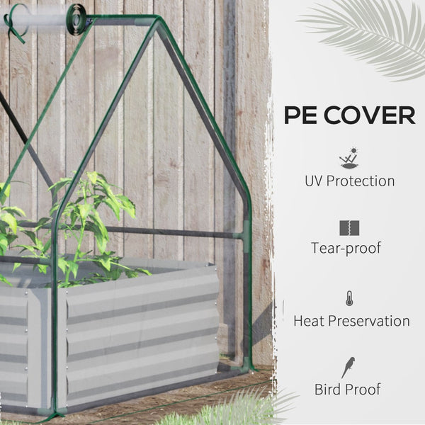 English Elm Outsunny 4' X 3' Galvanized Raised Garden Bed & Pvc Greenhouse Cover For Year-Round Planting Success W2225P174457-GIGA