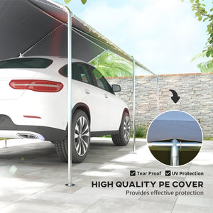 English Elm Outsunny 10x20 Foot Galvanized Steel Carport Outdoor Vehicle Canopy with Anchor Kit W2225P217044