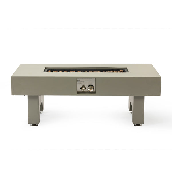 English Elm 42_Inch Iron Fire Pit Table - Stylish Outdoor Heating With 50,000 Btu, Propane Efficiency & Glass Stones W3131P277177