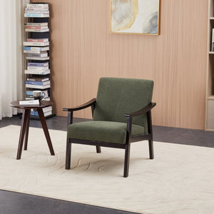 English Elm Medieval-inspired High Back Upholstered Armchair with Solid Wood Legs for Reading Nooks Antique Green W2989P382736