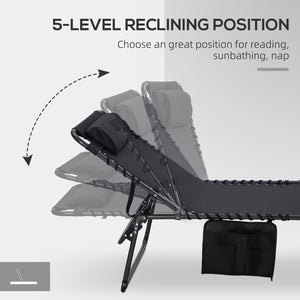 English Elm Outsunny 2-Piece Folding Chaise Lounge Set With 5-Level Recline, Face Hole & Side Pocket For Comfort W2225P174387-GIGA
