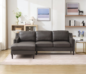 English Elm 94.5 Inch L-Shaped Genuine Leather Sofa With Left Chaise Lounge - Modern Espresso Elegance For Home W791S00023