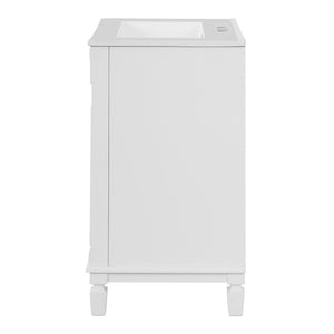 English Elm 24'' Bathroom Vanity with Sink - Solid Wood Frame, Glossy Ceramic Basin, Soft-Close Doors & Ample Storage Elegant Modern Design, Durable MDF Construction, Retro Metal Handles, Compact 24-inch Cabinet White N710P317675K