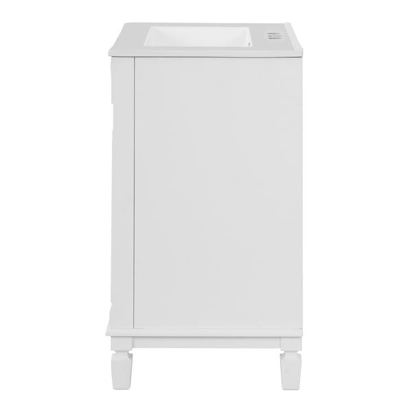 English Elm 24'' Bathroom Vanity with Sink - Solid Wood Frame, Glossy Ceramic Basin, Soft-Close Doors & Ample Storage Elegant Modern Design, Durable MDF Construction, Retro Metal Handles, Compact 24-inch Cabinet White N710P317675K