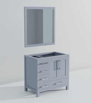 English Elm Dark Grey Bath Vanity Set With Right Offset Design, Ample Storage & Matching Mirror For Modern Spaces B2731S00509