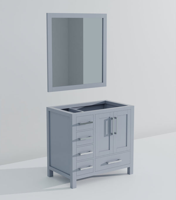 English Elm Dark Grey Bath Vanity Set With Right Offset Design, Ample Storage & Matching Mirror For Modern Spaces B2731S00509