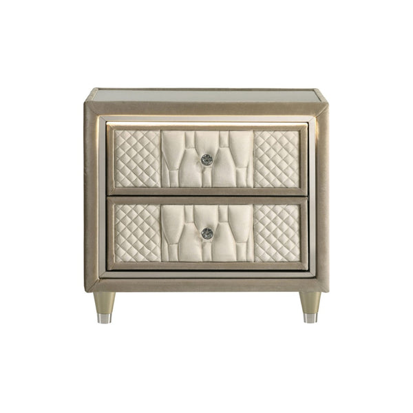 English Elm 2-drawer Quilted Velvet Nightstand with Led Lighting and Usb Charging Glam Bedroom B016P453630