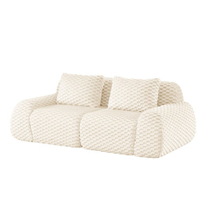 English Elm 82" Modular Sectional Sofa Flannelette Upholstery Deep Seat No Assembly Living Room Cream W714P377086