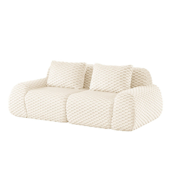 English Elm 82" Modular Sectional Sofa Flannelette Upholstery Deep Seat No Assembly Living Room Cream W714P377086