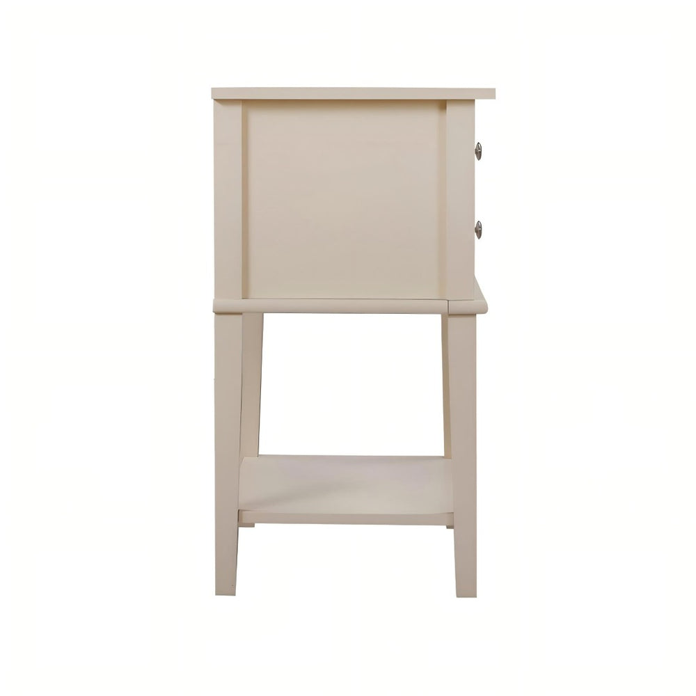 English Elm Stylish Beige Nightstand - Modern Open-Shelf Design, Compact & Functional For Any Bedroom Decor B078112100-GIGA